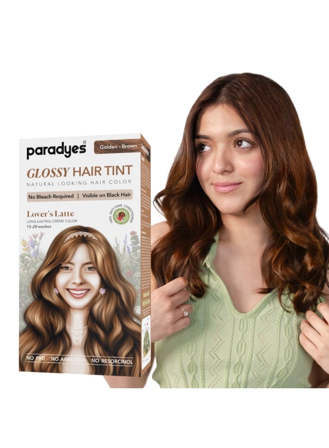 Paradyes No Bleach Lover's Latte Glossy Hair Tint, Ammonia-Free Formula for Natural Black Hair, Visible on Natural Black Hair, Includes Anti-Fade Conditioner for Long-Lasting Shine, Golden Brown - Image 1