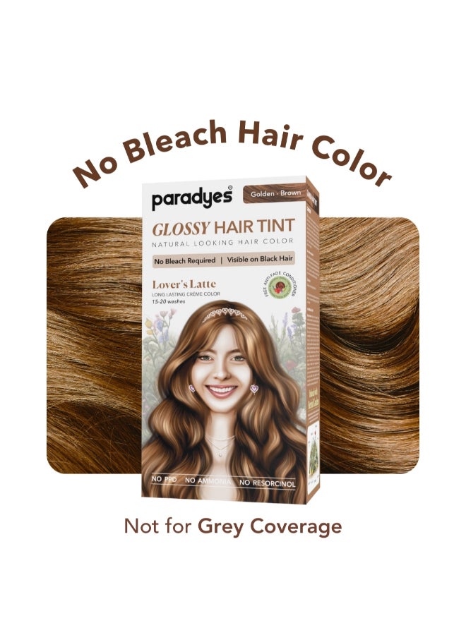 Paradyes No Bleach Lover's Latte Glossy Hair Tint, Ammonia-Free Formula for Natural Black Hair, Visible on Natural Black Hair, Includes Anti-Fade Conditioner for Long-Lasting Shine, Golden Brown - Image 2