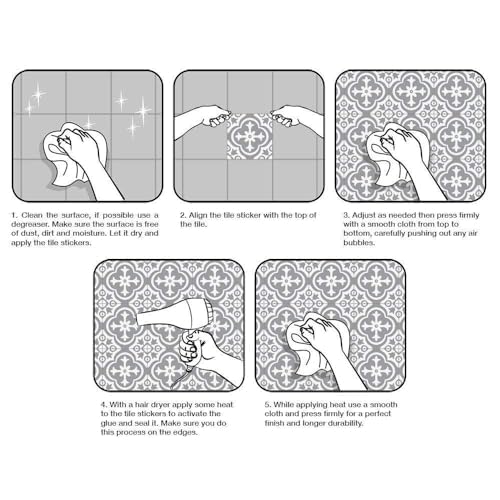Jacklove 25 Pcs Moroccan Style Tile Sticker  4X4 Inch(10X10Cm) Traditional Diy Murals  Tile Waterproof Oil Proof Removable Decals For Bathroom & Kitchen Backsplash (Ts-491) - Image 5