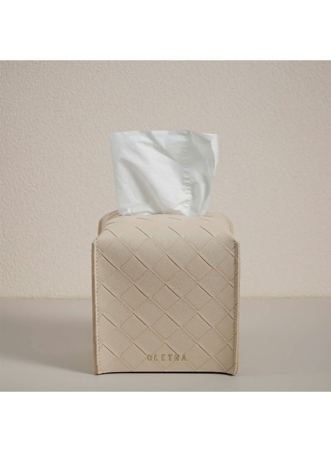 OLETHA Aesthetic Tissue Box Cover, Square (1, Woven Textured, Light Taupe) - Image 5