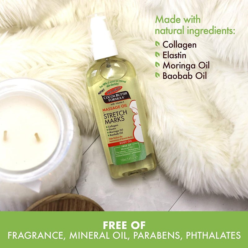 Palmer's Cocoa Butter Formula Massage Oil for Stretch Marks and Pregnancy Skincare, 3.4 Ounces - Image 4