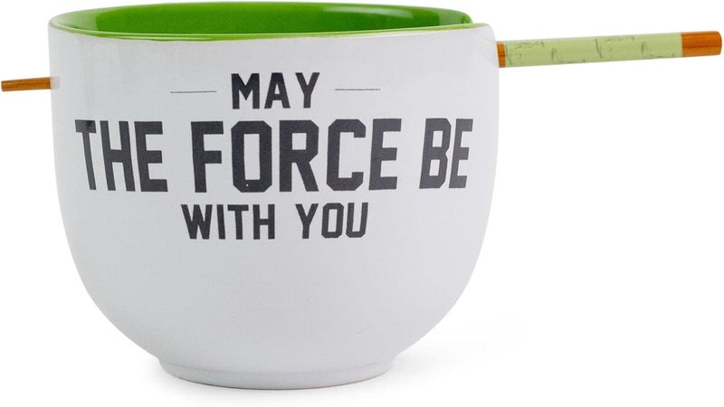 Star Wars Yoda May The Force Be With You Ceramic Dinnerware Set  Includes 20Ounce Ramen Noodle Bowl and Wooden Chopsticks - Image 3