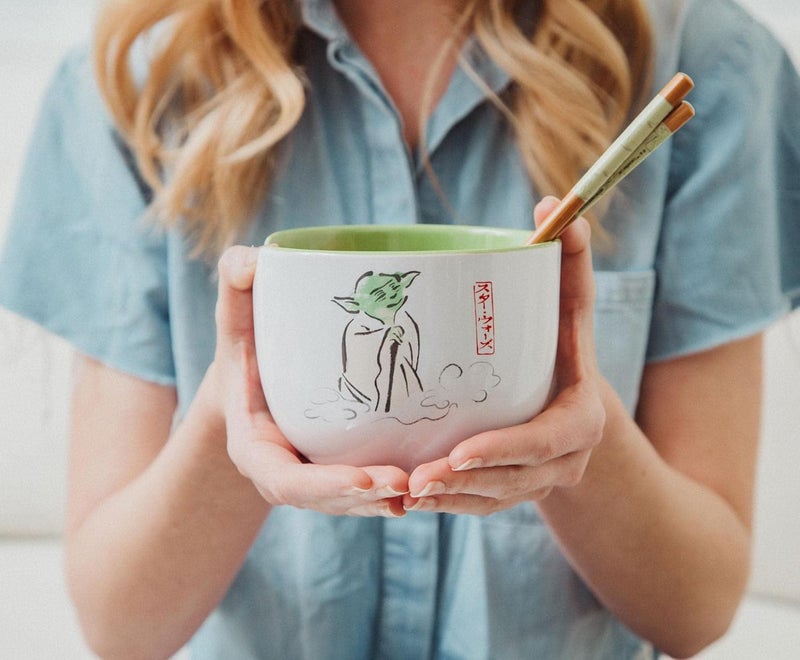 Star Wars Yoda May The Force Be With You Ceramic Dinnerware Set  Includes 20Ounce Ramen Noodle Bowl and Wooden Chopsticks - Image 5