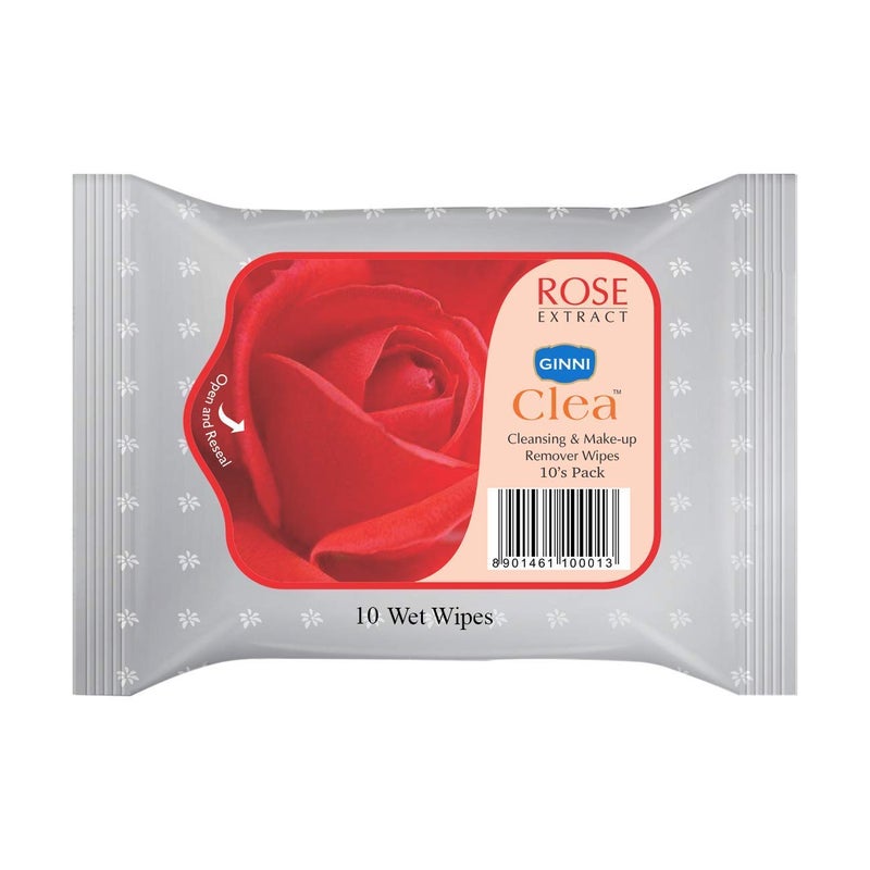 GINNI مناديل جيني كليا المبللة لإزالة المكياج 60 مناديل برائحة الورد - Image 2