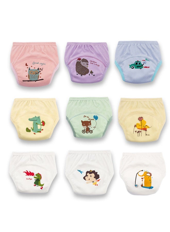 بيوينتي 9pcs Baby Potty Training Pants, التنفس الصغار الأولاد والبنات البول التدريب السراويل الداخلية, قابل لإعادة الاستخدام القطن التدريب السراويل للأطفال والأطفال الصغار جنس واحد - Image 1