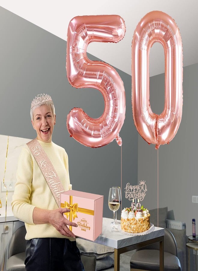 YeohJoy 50th Birthday Decorations Women, Include 50th Birthday Sash and Tiara, Birthday Cake Topper and Number 50 Candles, Balloons, Birthday Card, 50th Birthday Gifts For Women - Image 4