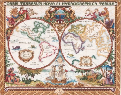 Janlynn Olde World Map Counted Cross Stitch Kit - Image 1