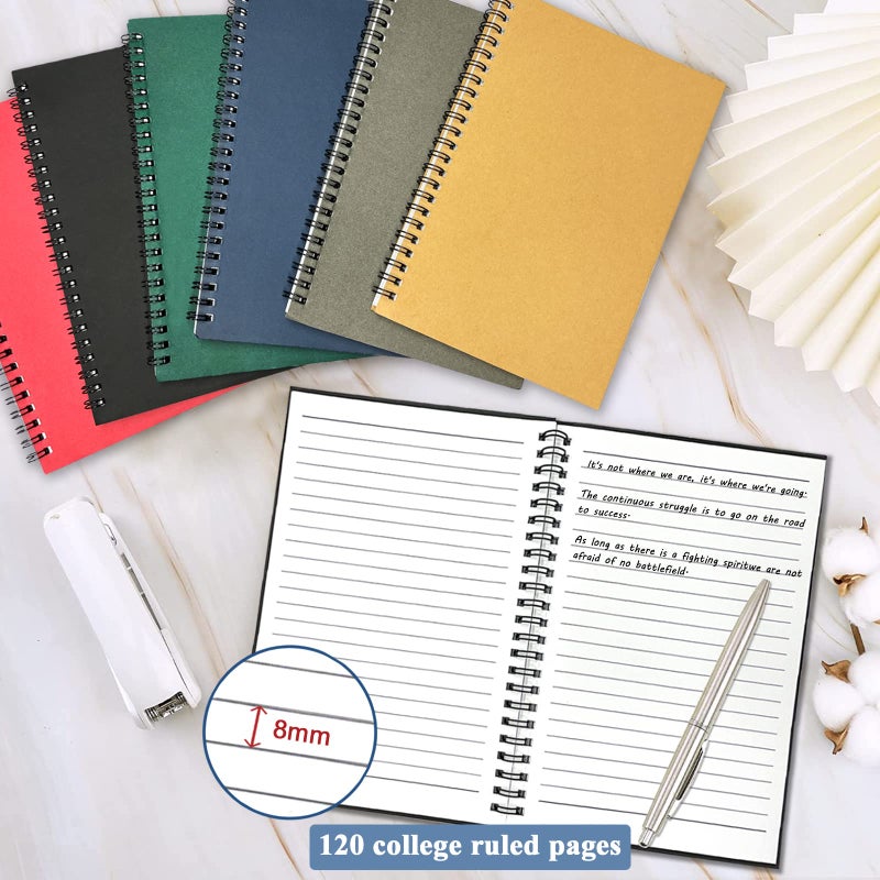 GINMLYDA Small Spiral Notebook 12Pack, 120 Lined Pages 8.25x5.50 Inches Spiral Journal Kraft Cover Notebooks & Writing Pads for School Home Office Aesthetic Sketch Drawing Note - Image 2