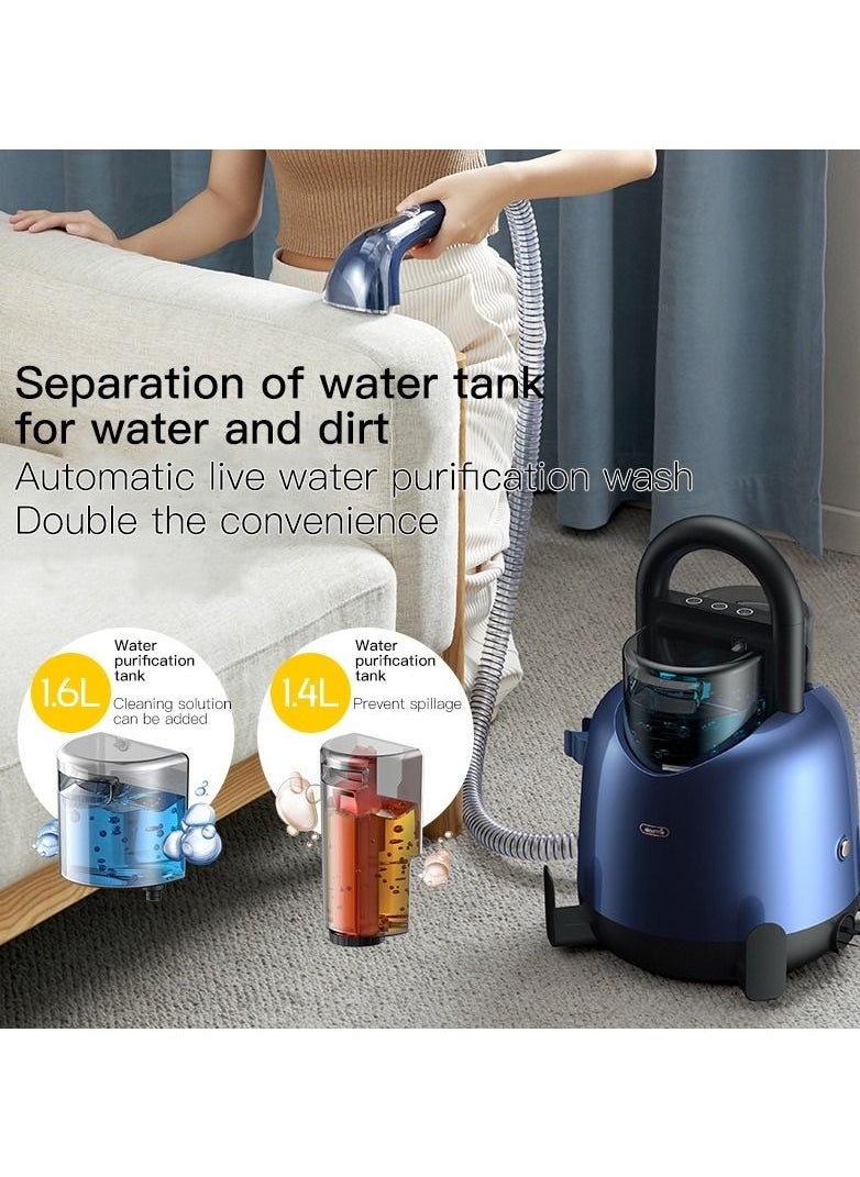 Other Manufacturer - BY200 Fabric Vacuum Cleaner Wet & Dry Vacuum With Hot Rinsing Spray integrated For Sofa/Carpet/Curtain 1.6L Water Tank 850W - Blue - Image 1