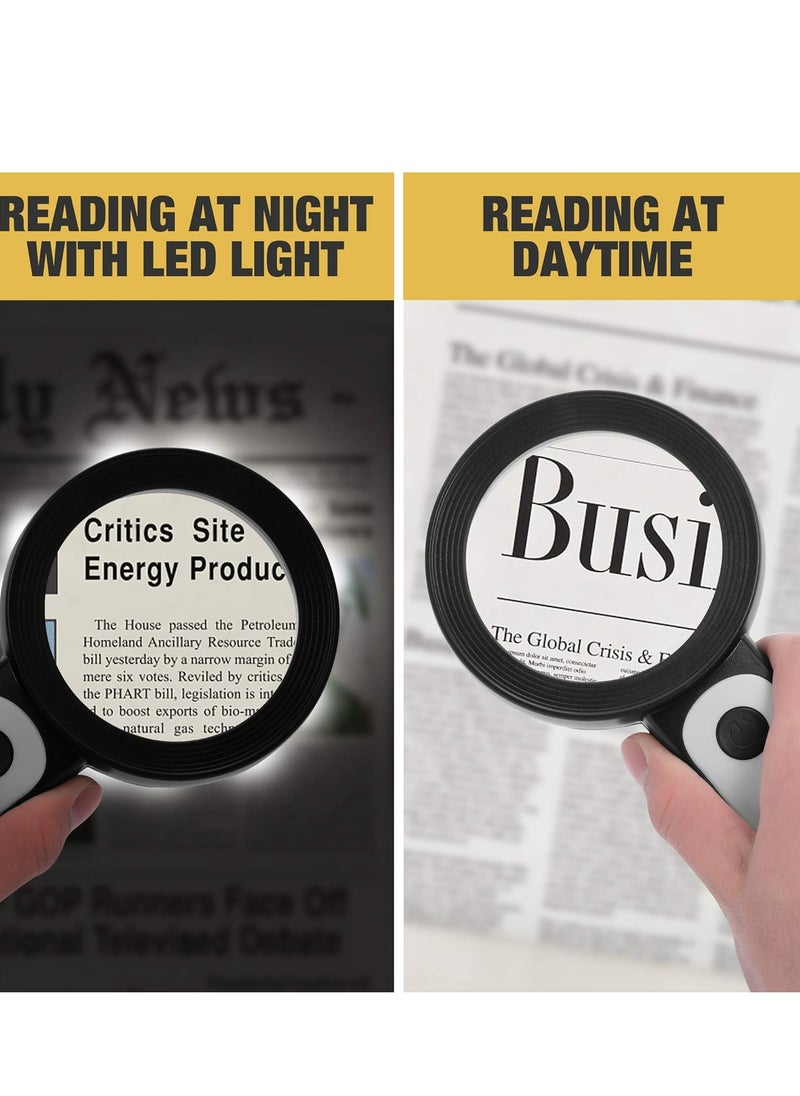 Oasisgalore - Magnifying Glass with Light，30X Handheld Illuminated Magnifier with 18 LED Light for Seniors Reading,Jewelry, Exploring - Image 1