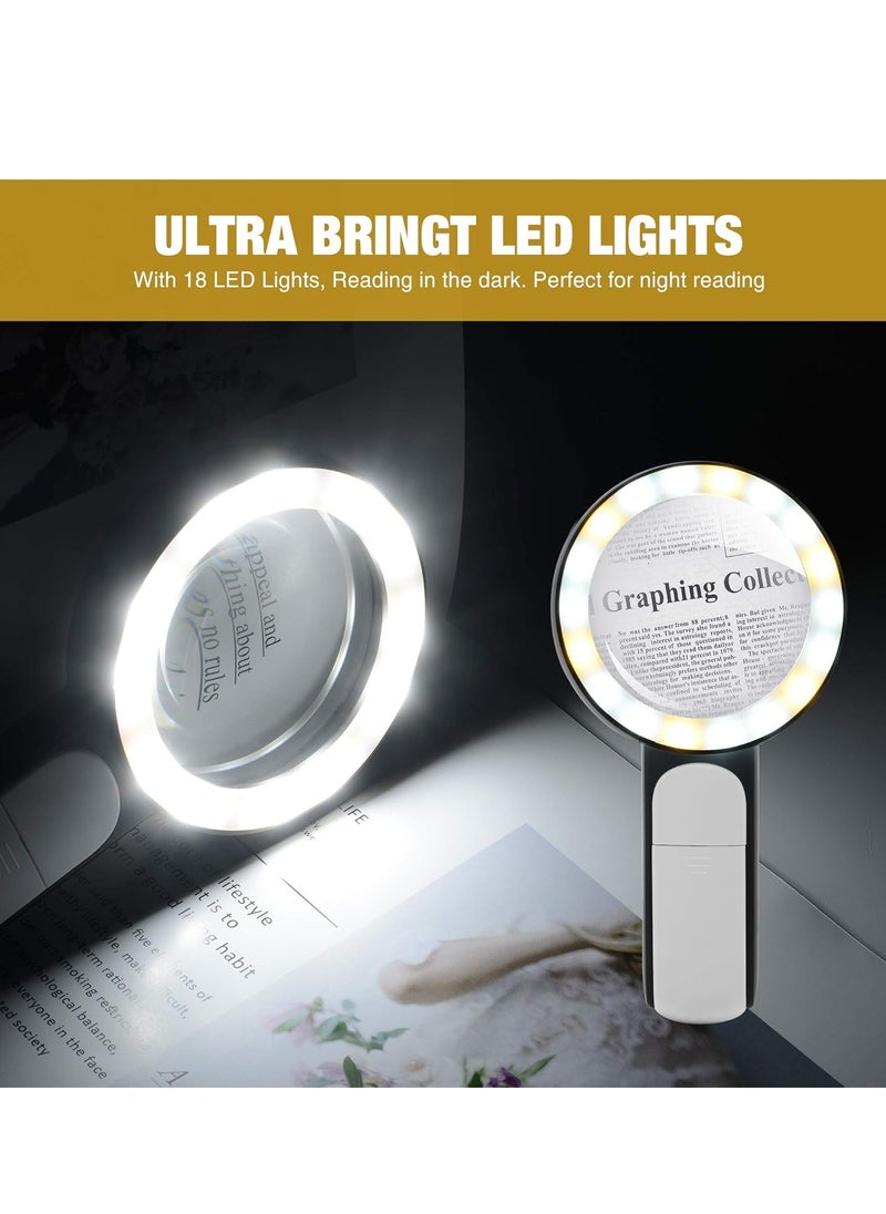 Oasisgalore - Magnifying Glass with Light，30X Handheld Illuminated Magnifier with 18 LED Light for Seniors Reading,Jewelry, Exploring - Image 1