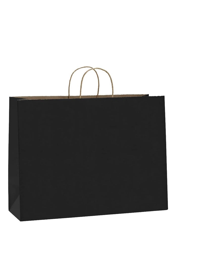 KH  KH Kraft Black Paper Bags16x6x12 Inches with Handles Bulk Gift Bags, Shopping Bags for Grocery, Mechandise, Party ETC - 60Pcs (Black) - Image 1