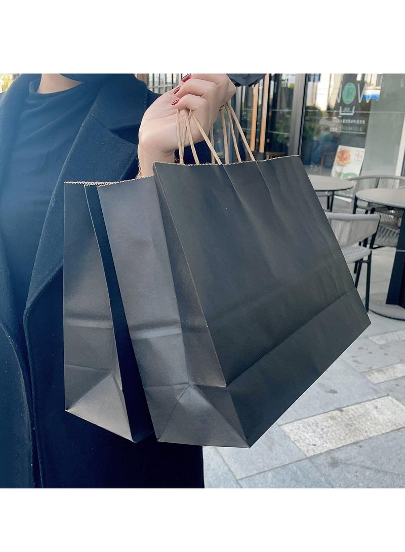 KH  KH Kraft Black Paper Bags16x6x12 Inches with Handles Bulk Gift Bags, Shopping Bags for Grocery, Mechandise, Party ETC - 60Pcs (Black) - Image 2