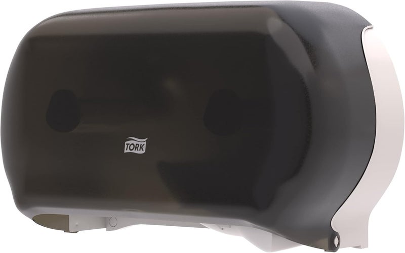 Tork Twin Jumbo Toilet Paper Roll Dispenser Smoke T22, Refill Indicator Window, 56TR - Image 2