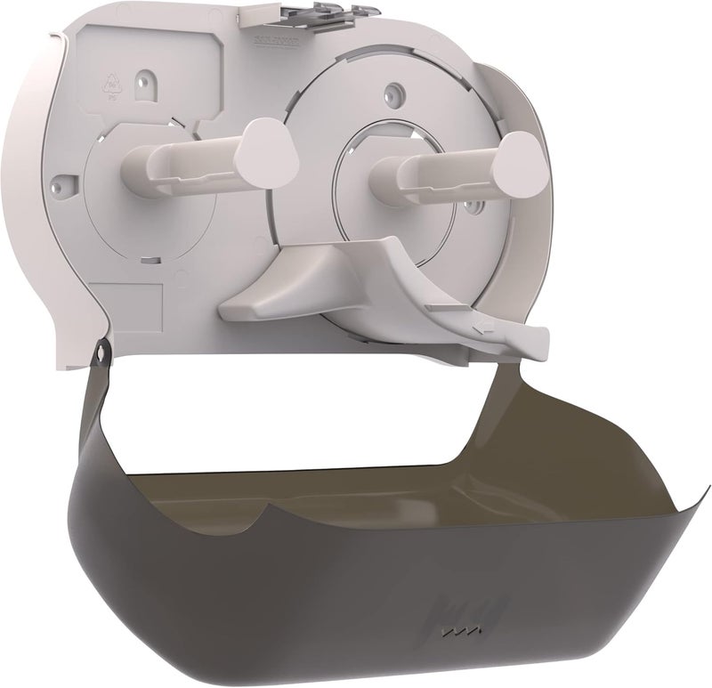Tork Twin Jumbo Toilet Paper Roll Dispenser Smoke T22, Refill Indicator Window, 56TR - Image 4