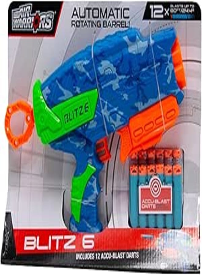 Buzz Bee Air Warriors Blitz 6 with Print Dart Shooting Gun, 28 cm Size