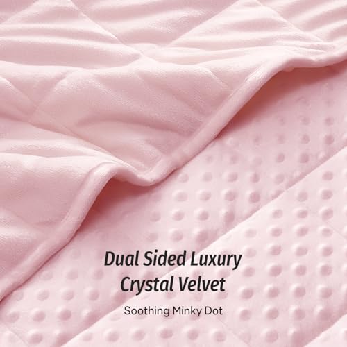 Wemore Minky Dot Weighted Blanket for Adults Queen Size 15 lbs, Soft Cozy Heavy Blanket for Stress Relief and Sleep Promotion, Breathable Blanket for All-Season with Glass Beads, Pink 60 x 80 inches - Image 2