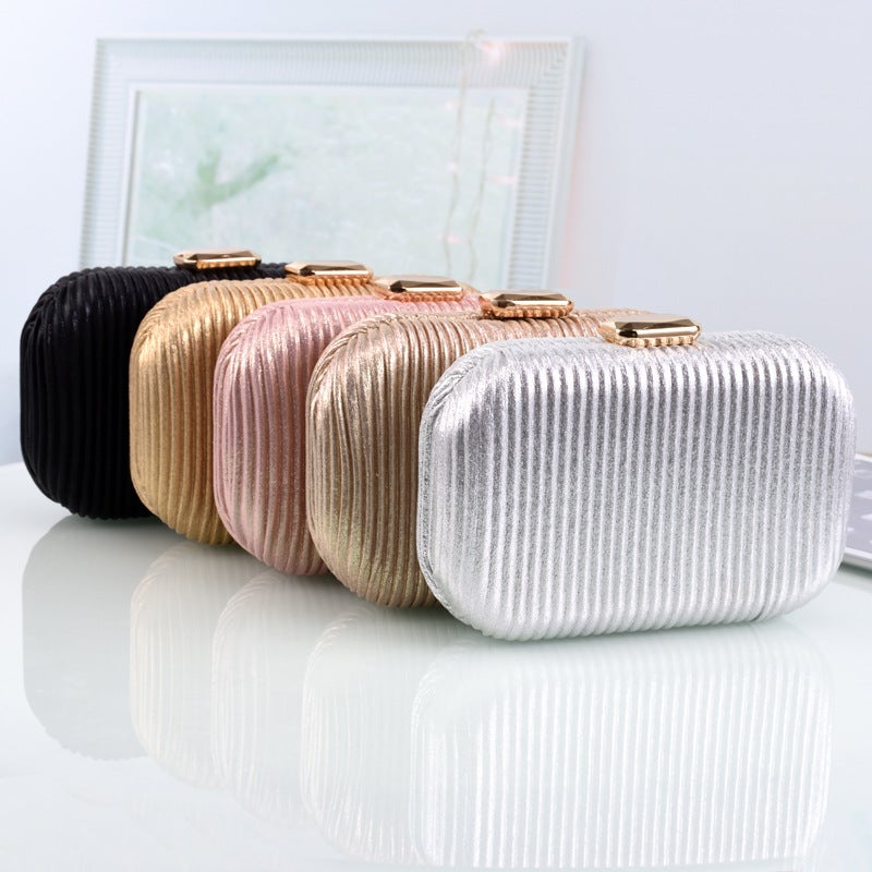 New Evening Bags Chain Crossbody Bags Striped Pu Party Clutch Bags Handmade Bridal Evening Bags - Image 2