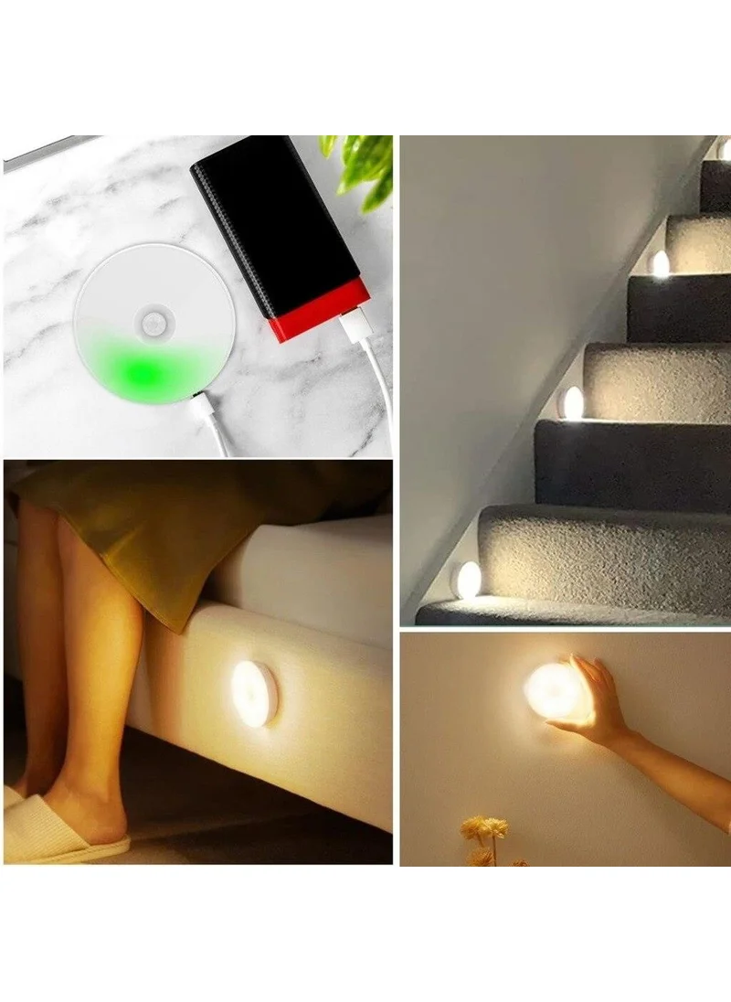 Masho Trend 4 Pieces Motion Sensor Rechargeable Spotlight Magnet LED 8.5 cm Sensor Lamp Sensor Lighting