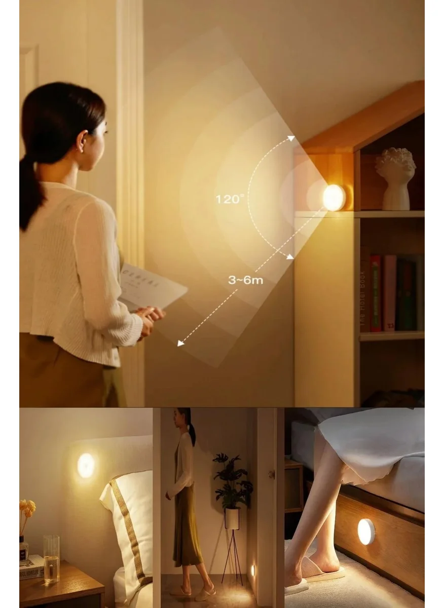 Masho Trend 4 Pieces Motion Sensor Rechargeable Spotlight Magnet LED 8.5 cm Sensor Lamp Sensor Lighting