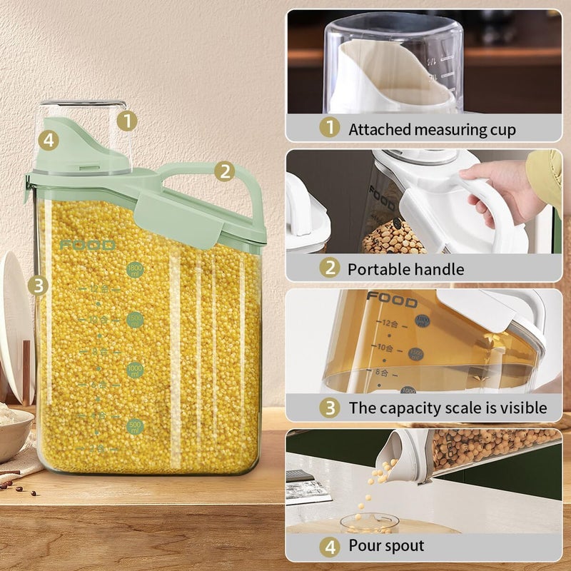 Crobat Cereal Storage Containers 2500ml Small Food Storage Container BPA Free Rice Dispenser with Measuring Cup Airtight Plastic Rice Container for Kitchen Flour Rice Pet Food Dry Food - Image 4