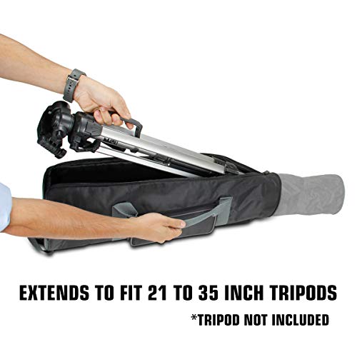 USA Gear Padded Tripod Case Bag - Holds Tripods from 21 to 35 inches - Adjustable Size Extension, Storage Pocket and Shoulder Strap for Professional Camera Accessories and Photo Carrying Needs - Image 4