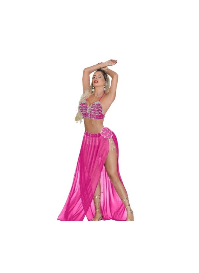 Generic - Belly Dance - 2 Pieces - Chiffon Top and Dress, Fuchsia, One Size, for Women - Image 1