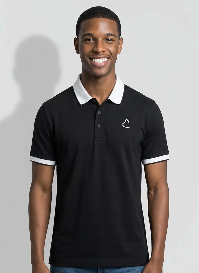 بيينغ هيومان Men Brand Logo Polo Collar T-shirt