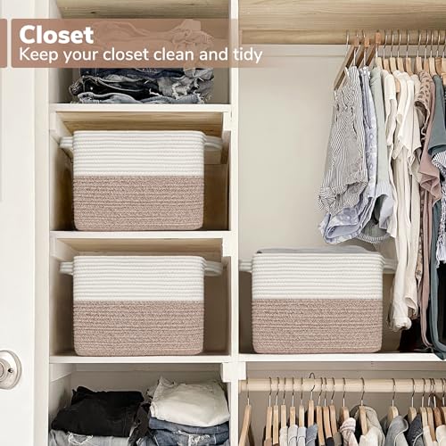 Goodpick Cube Storage Bins - Shelf Baskets for Toys Storage, Closet Storage Bins for Towel Book Clothes, Woven Basket for Shelves Baby Laundry Basket, 13''x10''x9'' - Image 5