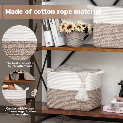 Goodpick Cube Storage Bins - Shelf Baskets for Toys Storage, Closet Storage Bins for Towel Book Clothes, Woven Basket for Shelves Baby Laundry Basket, 13''x10''x9'' - Image 4