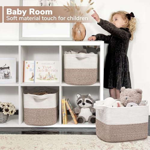 Goodpick Cube Storage Bins - Shelf Baskets for Toys Storage, Closet Storage Bins for Towel Book Clothes, Woven Basket for Shelves Baby Laundry Basket, 13''x10''x9'' - Image 3