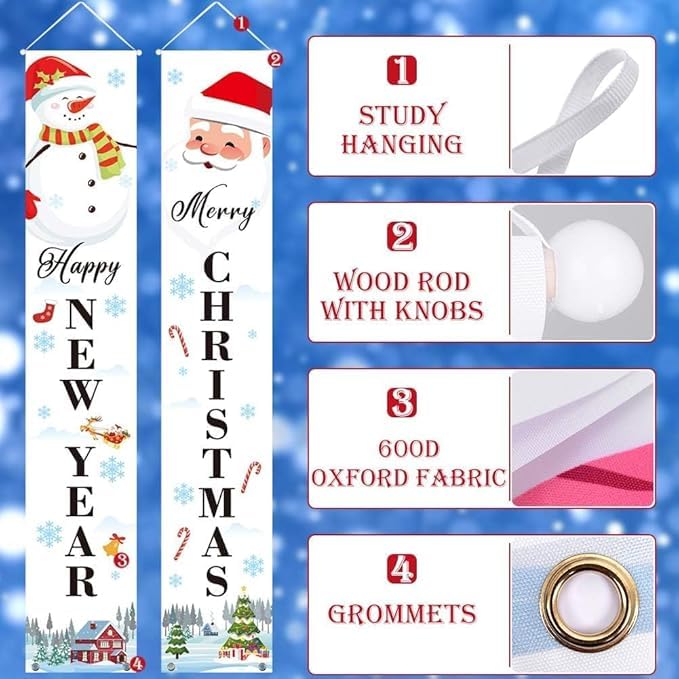 ARS Merry Christmas Banners, Happy New Year Porch Sign for Holiday Decoration - Image 5