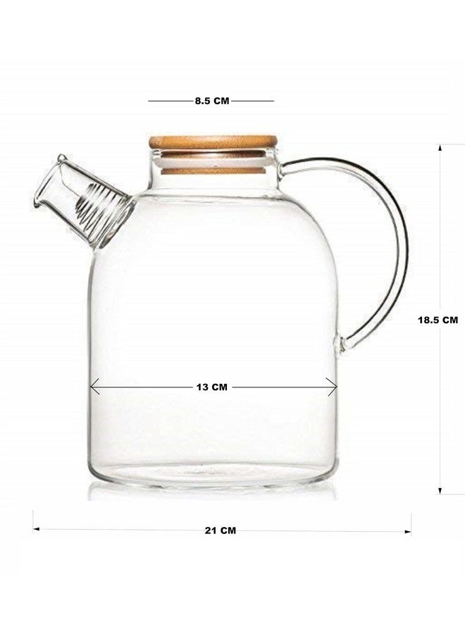 VILON Premium Glass Water Jug - 1.8 LTR, Transparent, Hot Cold Water Pitcher with Lid Water Jug, Iced Tea, Milk and Juice Beverage Carafe, Lemon Jug., 1.80 Liter (Kettle 1.8 LIETER) - Image 2