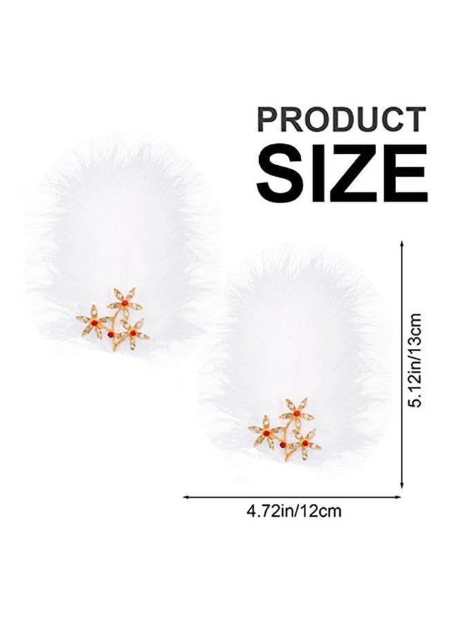 MWOOT 4Pcs Feather Fascinators Hair Clip Handmade Feather Headpiece Branch Shaped Hair Clips With White And Red Diamonds Elegant Barrettes Headpiece For Women Girls Party Hairpins Hair Accessory - Image 4