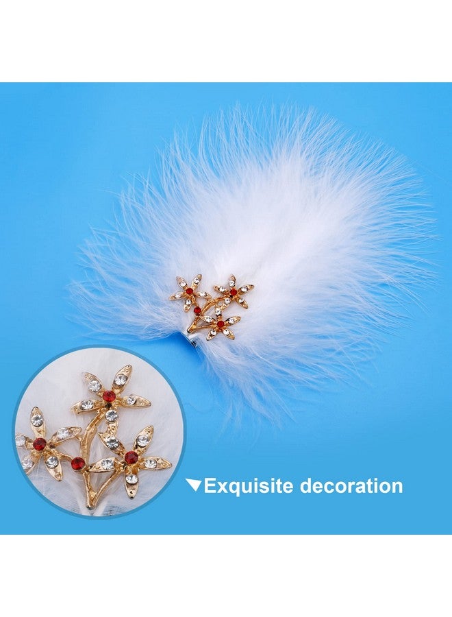 MWOOT 4Pcs Feather Fascinators Hair Clip Handmade Feather Headpiece Branch Shaped Hair Clips With White And Red Diamonds Elegant Barrettes Headpiece For Women Girls Party Hairpins Hair Accessory - Image 5