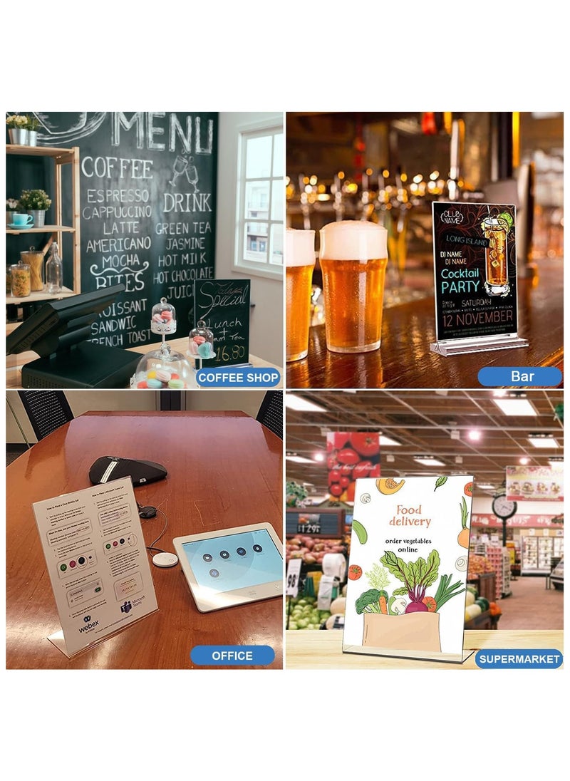 Generic - A4 Acrylic Sign Holder, 5pack L-Shape A4 Perspex Display Stand, Clear Poster Menu Holders for Office School Shop Restaurant - Image 1