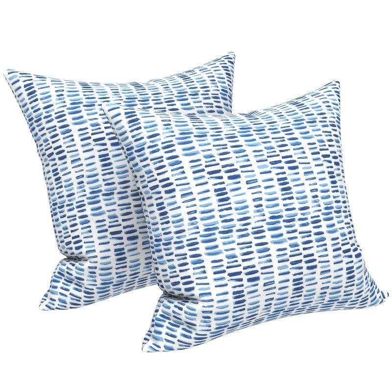 LVTXIII 2 Pack Outdoor Pillow Covers ONLY 18x18 Inch, Water-Repellent Square Decorative Cushion Covers for Patio Furniture, Garden, Sofa, A Pebble Blue - Image 1