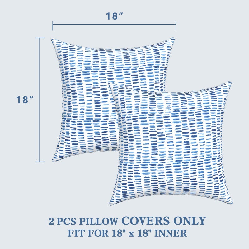 LVTXIII 2 Pack Outdoor Pillow Covers ONLY 18x18 Inch, Water-Repellent Square Decorative Cushion Covers for Patio Furniture, Garden, Sofa, A Pebble Blue - Image 3