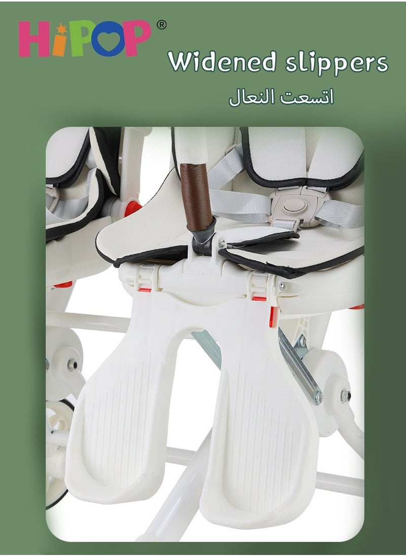 هيبوب - عربة مزدوجة للرضع والأطفال، مقعد دوار، تصميم قوي وسهل الطي، عربة مزدوجة مع لوح قدم ومظلة شمسية - Image 1