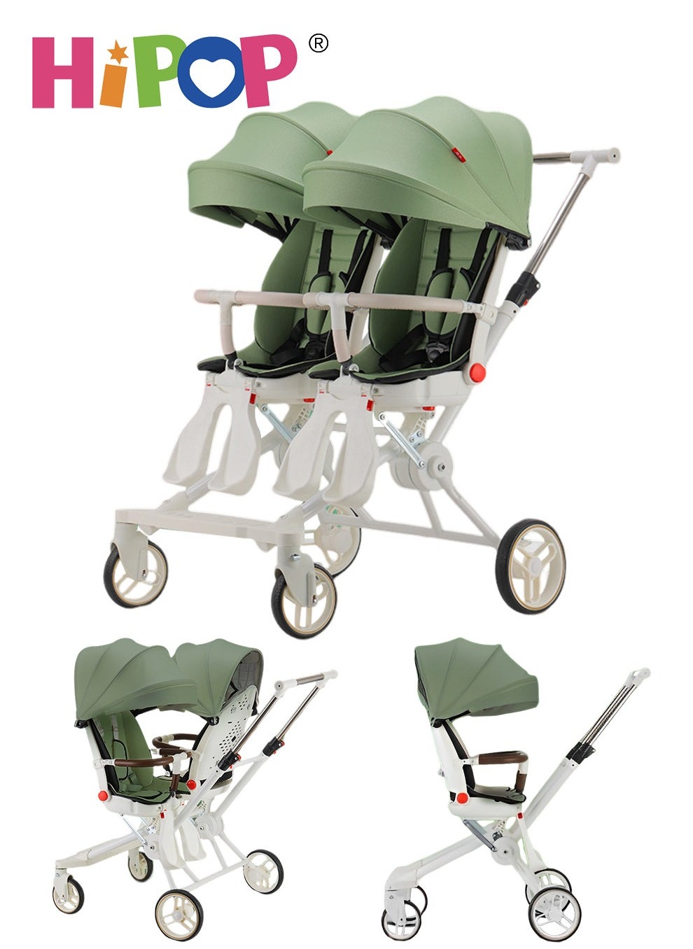 Double Stroller for Baby and Child,Rotating Seat,Sturdy and Easy Folding Design,Twin Stroller with Footboard,Awning 