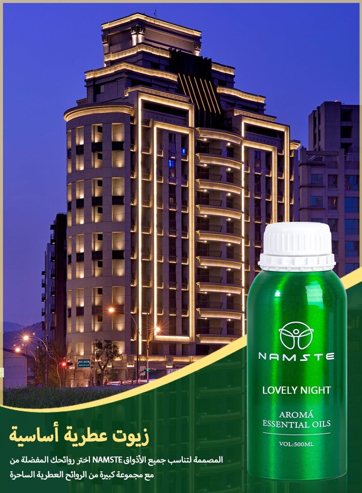 ناماستي زيوت عطرية أساسية لموزعات الروائح العطرية، رائحة عطرية تدوم طويلاً، 500 مل - ليلة جميلة - Image 1