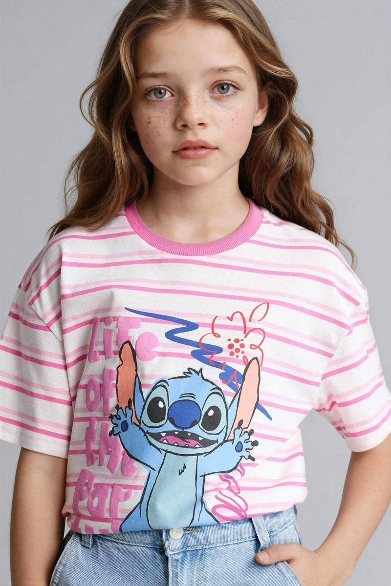 Defacto Girl Disney Lilo &amp; Stitch Oversize T-Shirt