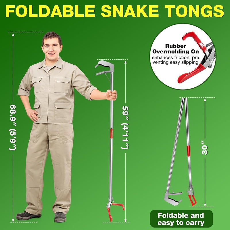 Loyala 60" Snake Grabber Tool Snake Tongs Snake Catcher Stainless Steel - Image 5
