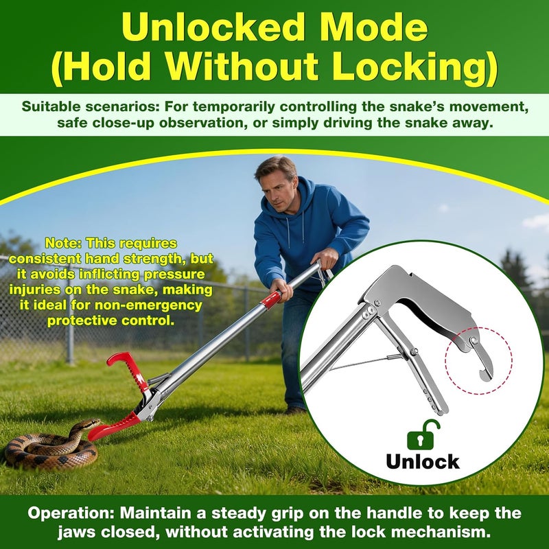 Loyala 60" Snake Grabber Tool Snake Tongs Snake Catcher Stainless Steel - Image 3