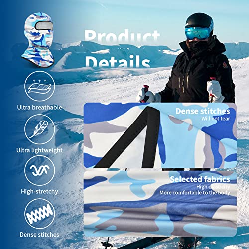 YESLIFE Blue Camouflage Balaclava Ski Mask for Men and Women, Winter Face Mask, Shiesty for Skiing, Snowboarding & Motorcycle - Image 4