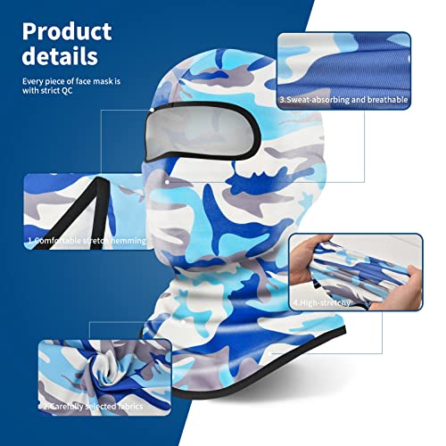 YESLIFE Blue Camouflage Balaclava Ski Mask for Men and Women, Winter Face Mask, Shiesty for Skiing, Snowboarding & Motorcycle - Image 5
