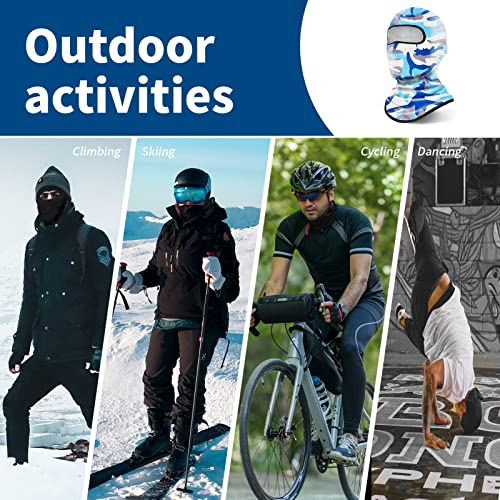 YESLIFE Blue Camouflage Balaclava Ski Mask for Men and Women, Winter Face Mask, Shiesty for Skiing, Snowboarding & Motorcycle - Image 3