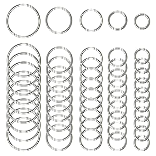 Hamineler 50 Pcs Stainless Steel Smoothing Welded O-Ring, 15/20/25/30/40mm Inside Diameter Metal Round Rings for Camping Belt, Dog Leashes, Hardware (Thickness 3mm, 10 of Each) - Image 1