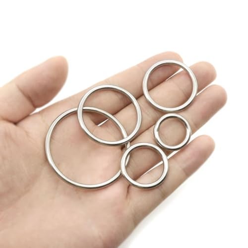 Hamineler 50 Pcs Stainless Steel Smoothing Welded O-Ring, 15/20/25/30/40mm Inside Diameter Metal Round Rings for Camping Belt, Dog Leashes, Hardware (Thickness 3mm, 10 of Each) - Image 5