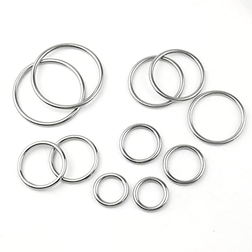 Hamineler 50 Pcs Stainless Steel Smoothing Welded O-Ring, 15/20/25/30/40mm Inside Diameter Metal Round Rings for Camping Belt, Dog Leashes, Hardware (Thickness 3mm, 10 of Each) - Image 3